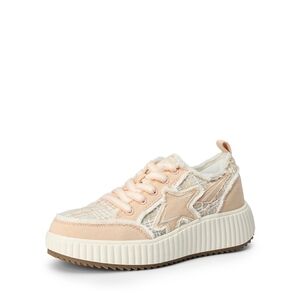 Kay Denim Star Patchwork Platform Fashion Sneakers in Pink